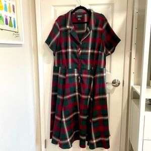 Collectif Modcloth - Green and Red Plaid Dress - Size UK 26/US 22